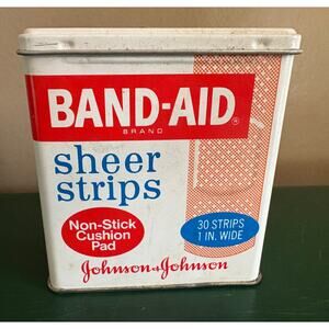 Band Aid Brand Sheer Strips Bandages Johnson & Johnson Vintage Tin